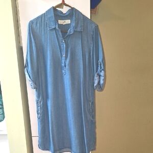 Thread & Supply Anthropologie Chambray Denim Pocket Shirt Dress Blue Small